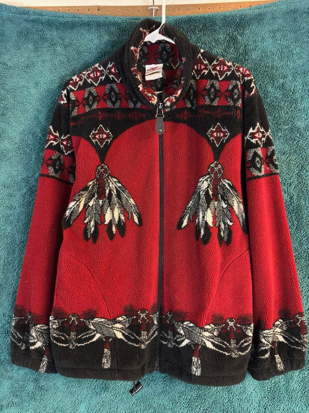 Milton Funwear Native American Pattern Fleece Full Zip Jacket